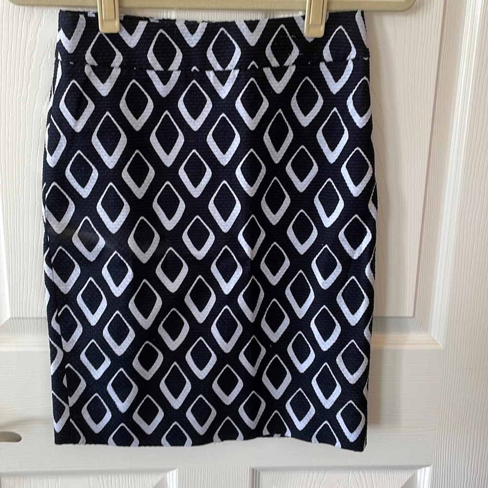 Ann Taylor Blue Patterned Pencil Skirt